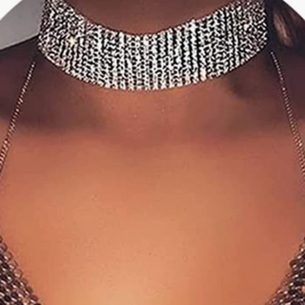 12 Rows of Crystal rhinestone Choker necklace